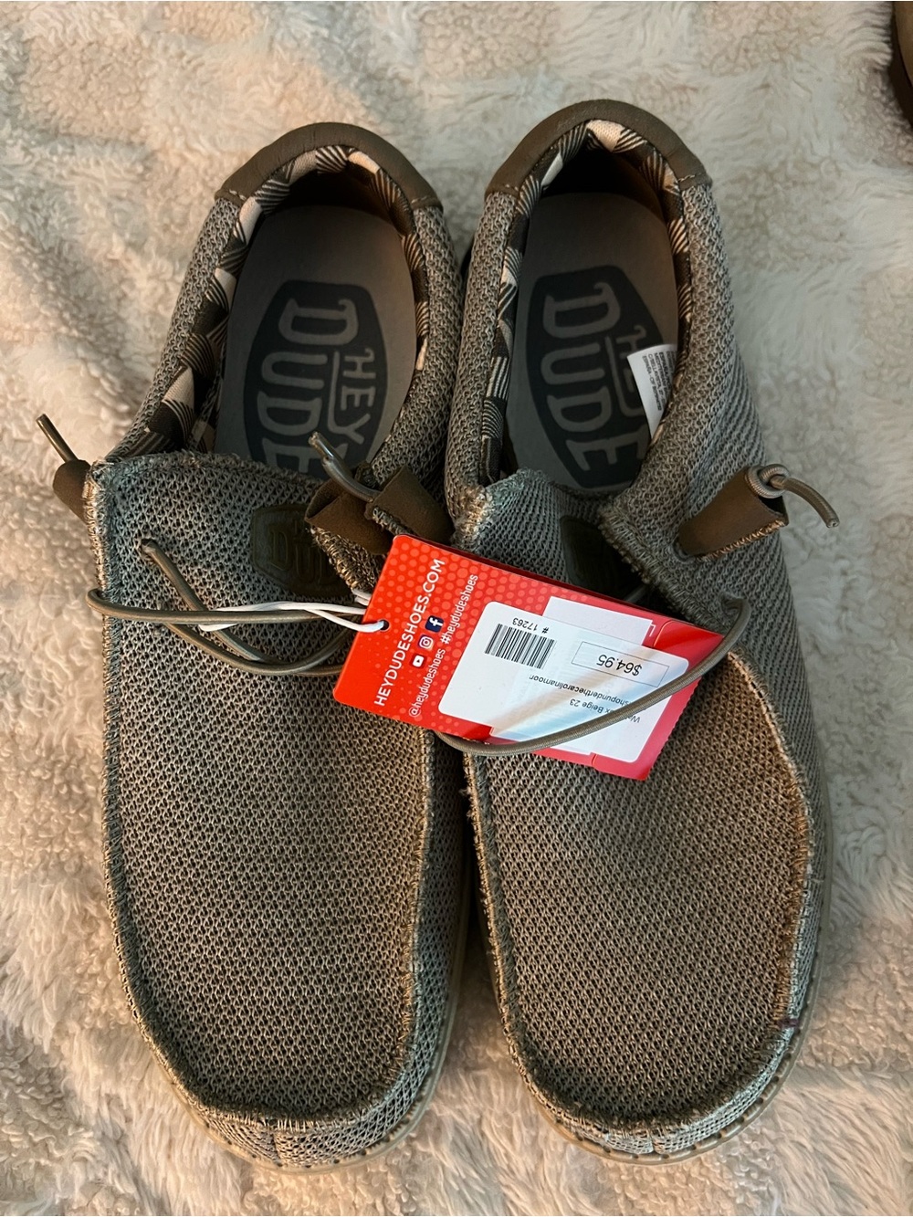 Hey Dude Olive Gray Wally Knit Slip-On Loafers